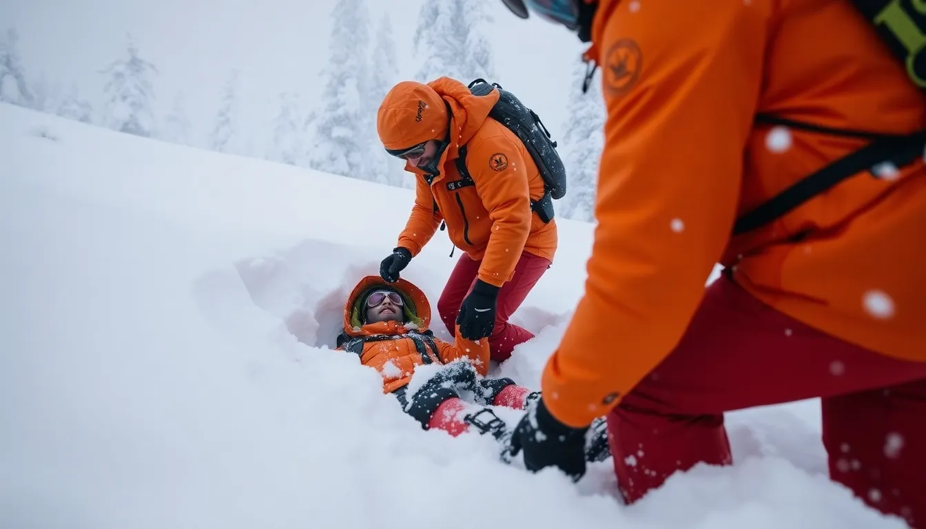 Rescuers successfully locate the skier and begin the extraction process, showcasing their dedication and bravery during the dramatic rescue