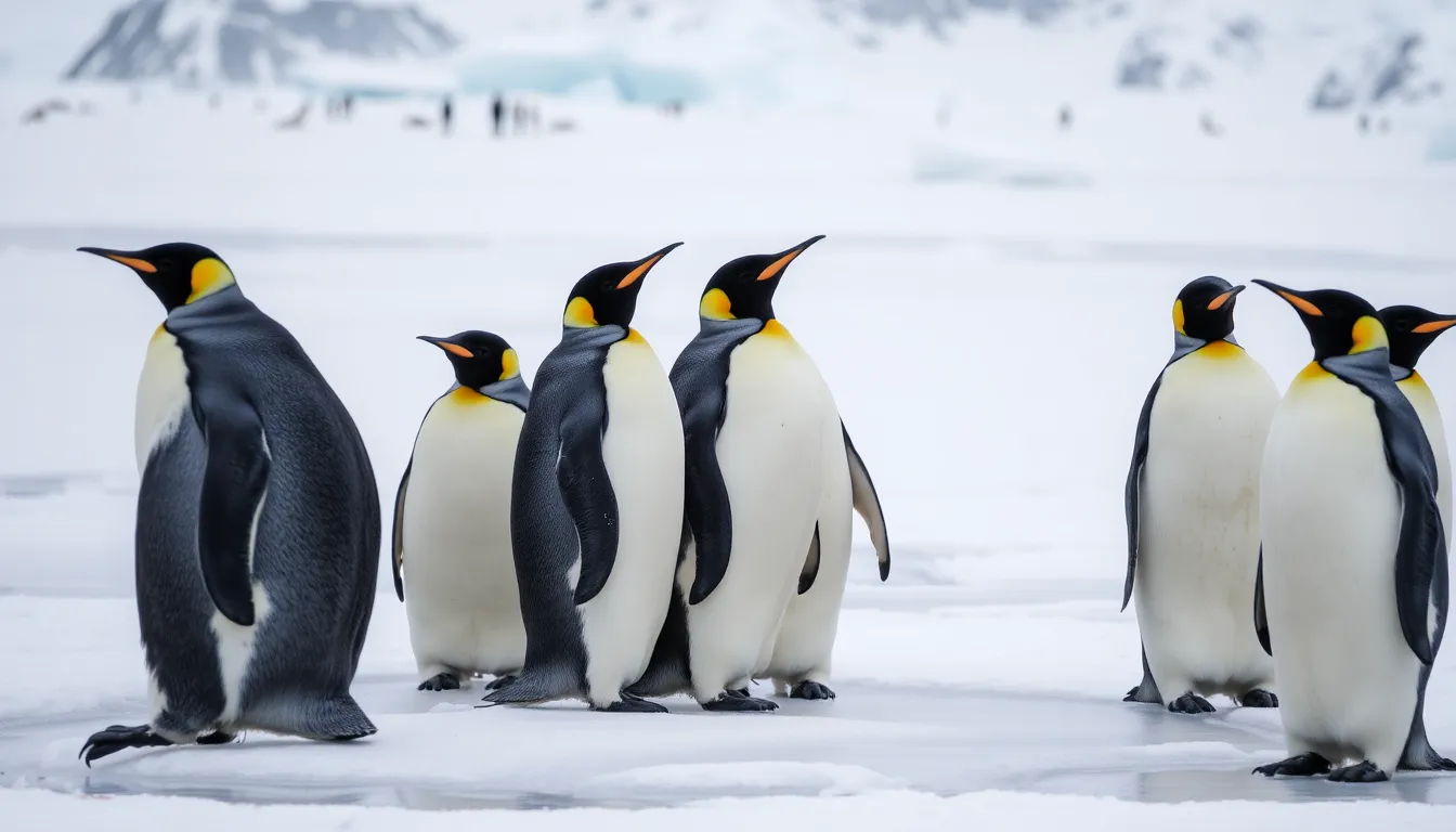 A group of Emperor penguins undergoing their annual moult, shedding old feathers for new plumage essential for survival