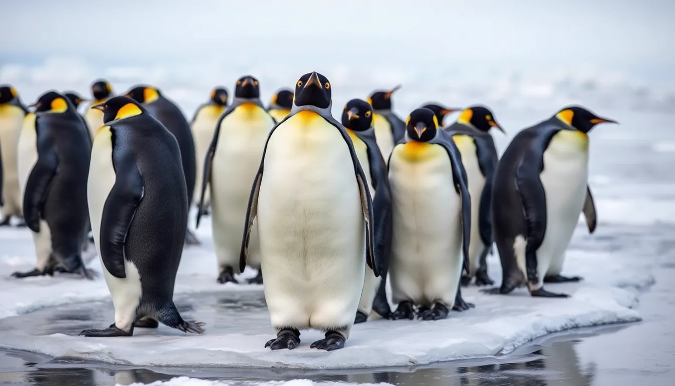 Scientists studying the impacts of climate change on Emperor penguins and their moult process in the field