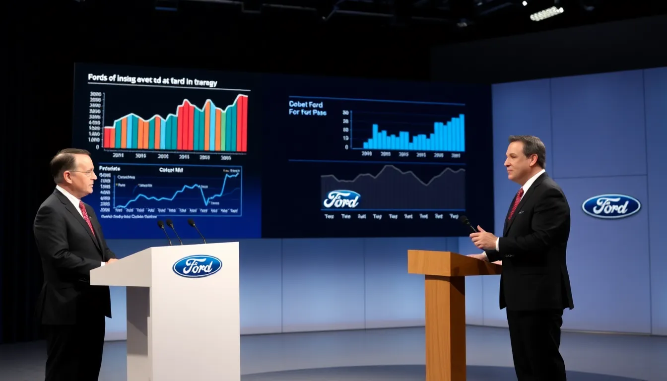 Ford executives discuss financial strategies during a press conference addressing the impact of recent tariff increases on the company's profitability.