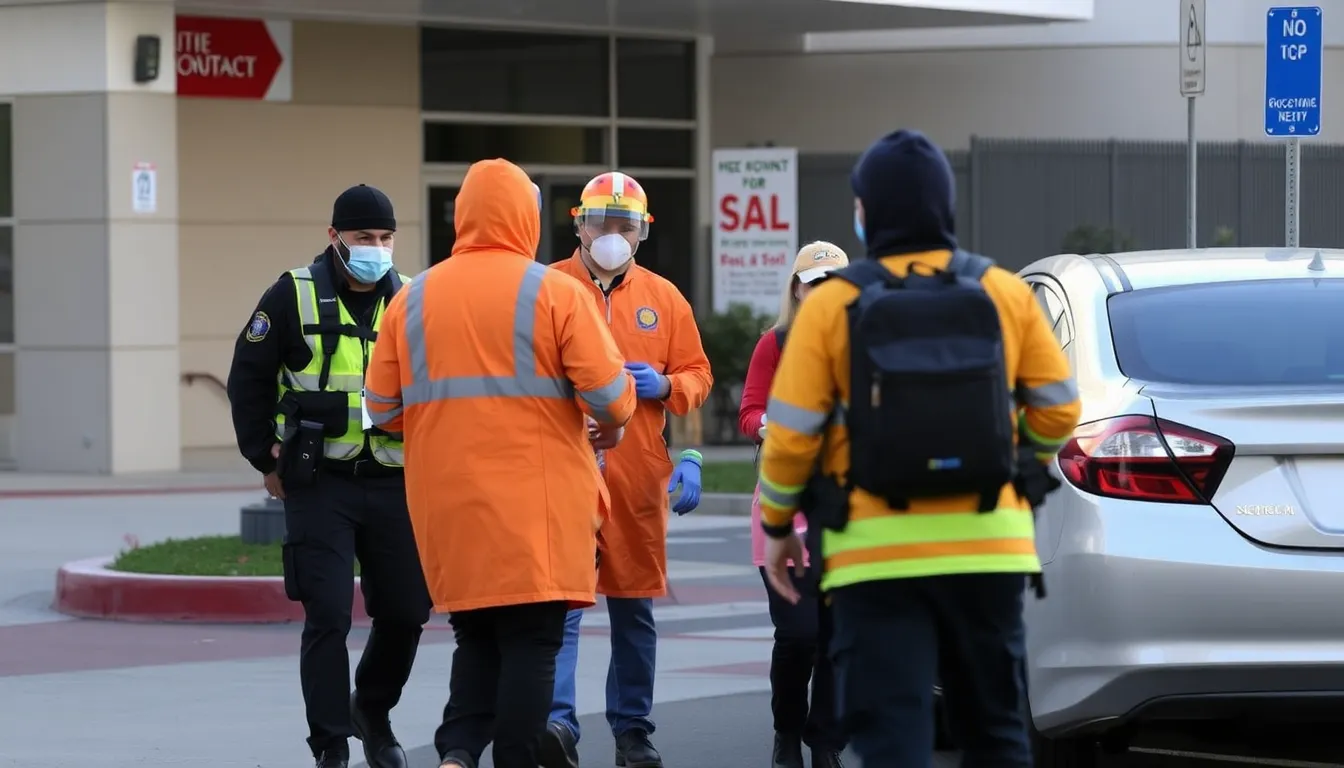 Emergency responders attending to a member of the mushroom foraging group displaying severe symptoms of poisoning