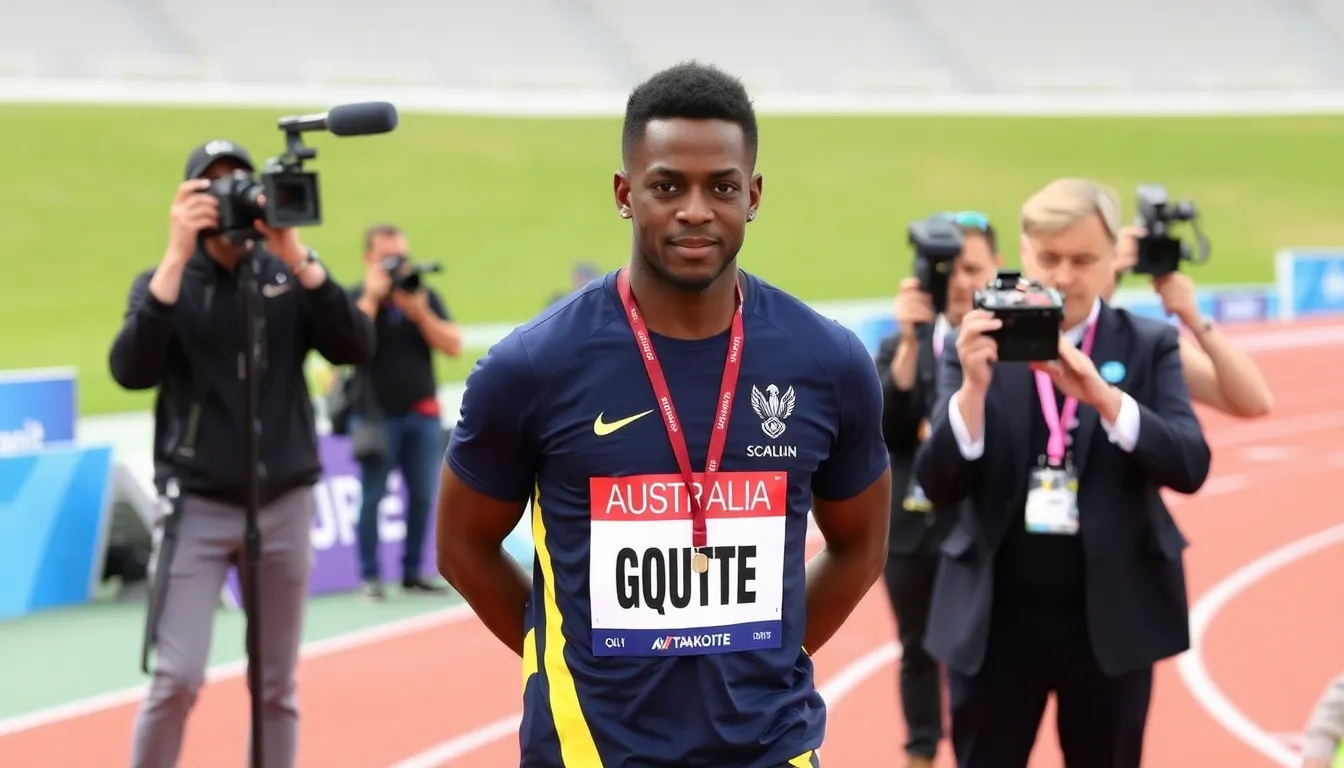 Young aspiring athletes practicing on the track, inspired by Gout Gout's previous performances and feeling the effects of his absence from the upcoming games