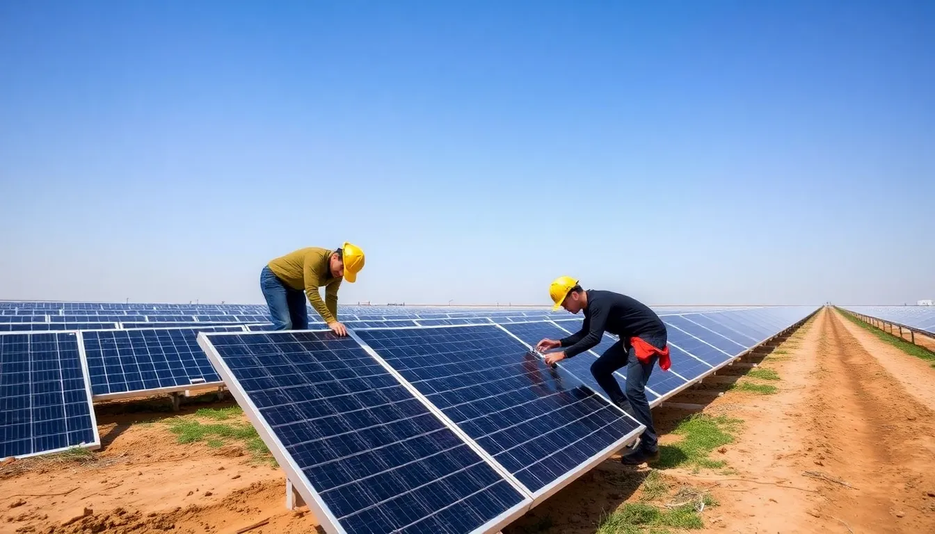A vibrant renewable energy project in a Chinese province, illustrating the significant investments in solar and wind power technologies