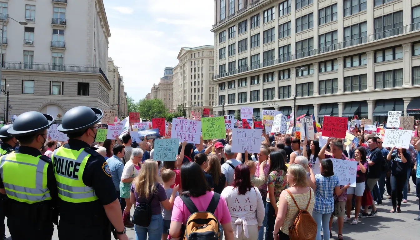 An outdoor gathering of activists discussing strategies for protecting their privacy and rights amidst increasing monitoring by government agencies
