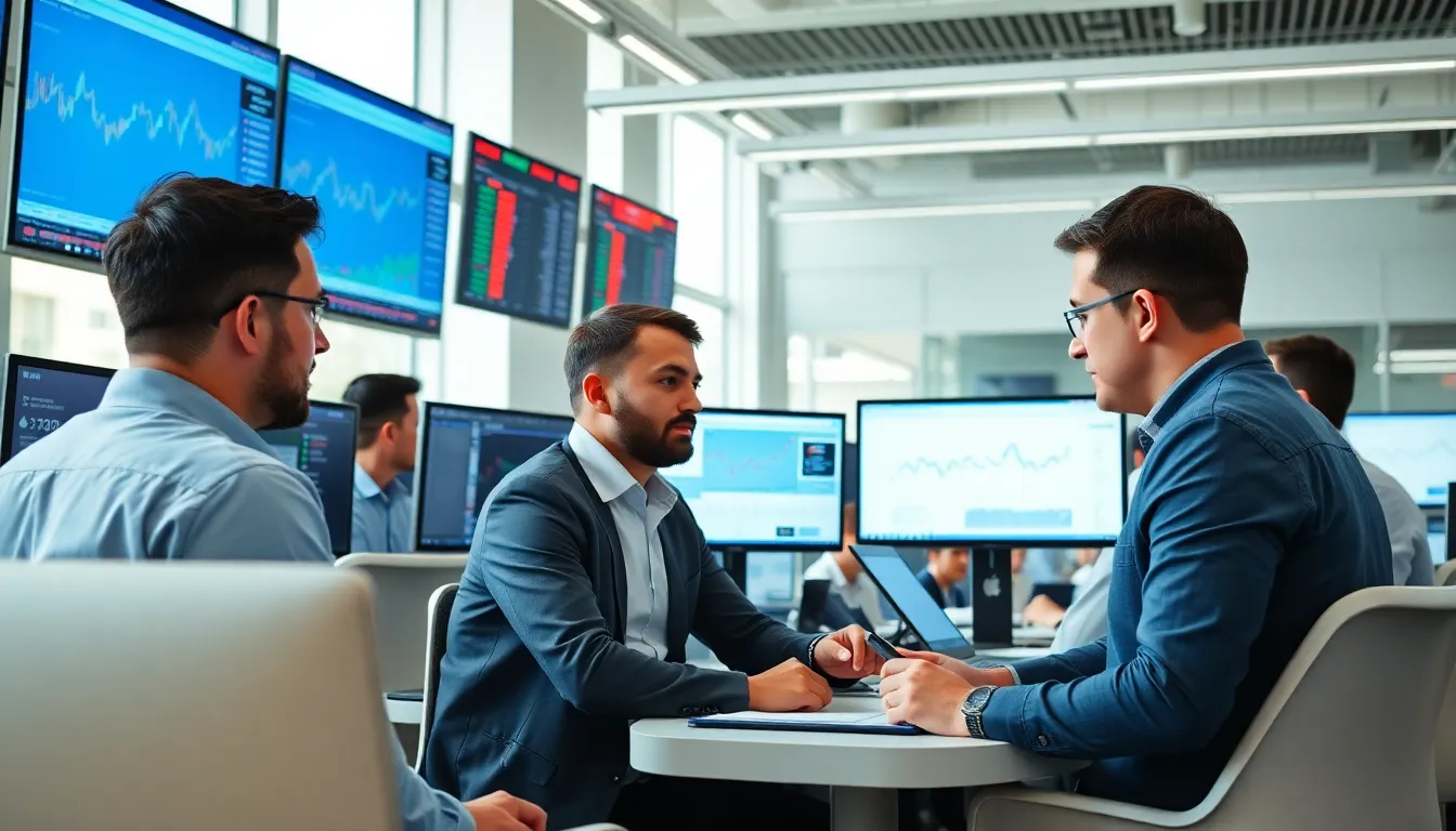 A group of economists analyzing data and trends, reflecting on the implications of competition from prediction markets on traditional economic practices