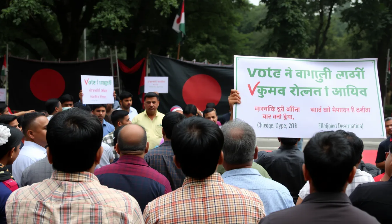 A group of activists advocating for social justice, highlighting the need for protections for marginalized communities during the election period