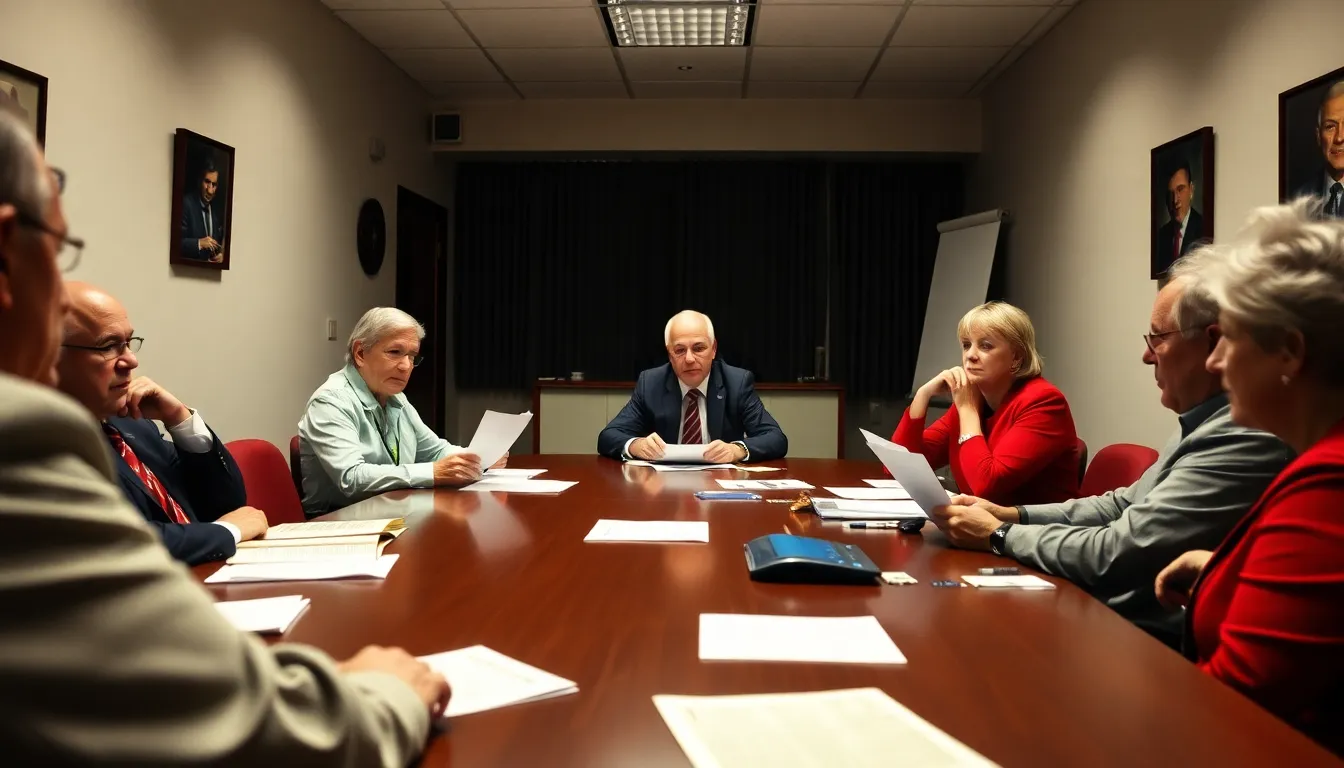 Labour party officials gather for an emergency meeting to discuss strategies following a significant loss in a recent byelection, reflecting concern over dwindling voter support.
