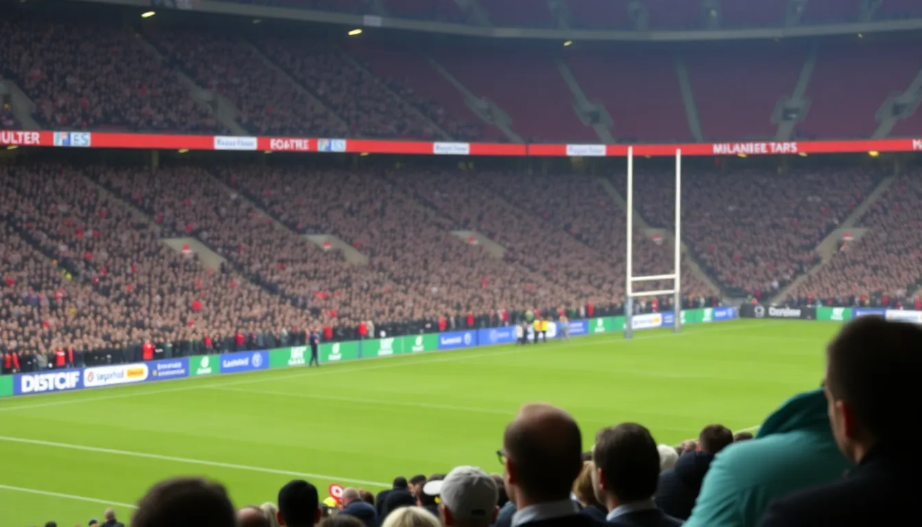 A nearly empty stadium during a recent Six Nations match, illustrating the lowest attendance figures in the tournament's history