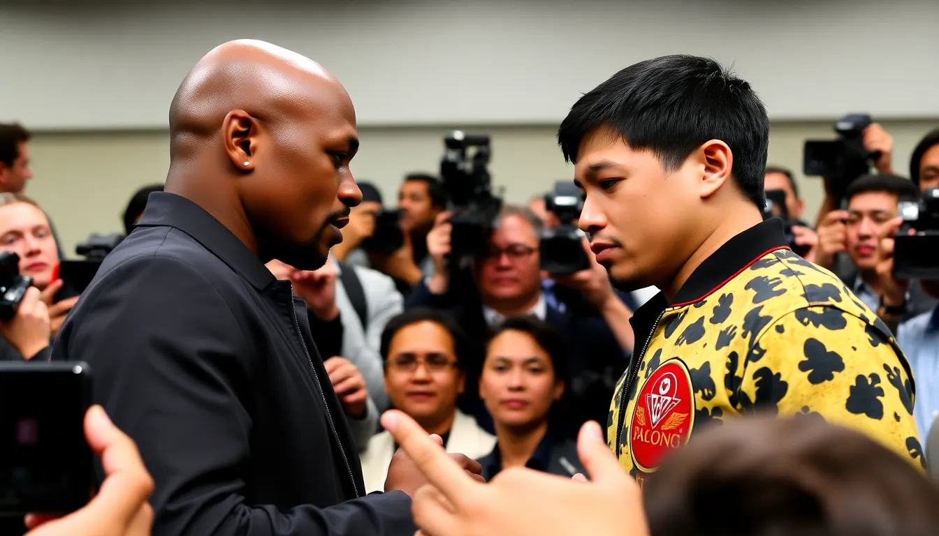 Fans eagerly watch the fighters prepare, highlighting the electric atmosphere surrounding the highly anticipated rematch