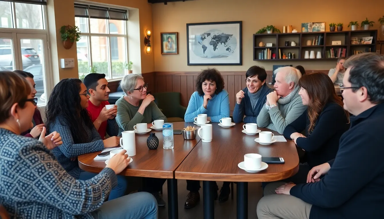 Attendees enjoying refreshments while exchanging stories and laughter, creating a sense of community and camaraderie focused on mental wellness