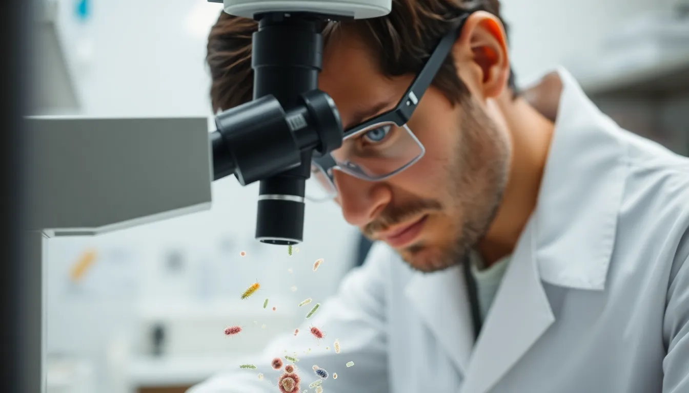 A collaborative meeting between researchers and biotech companies discussing the practical applications of microbial research in agriculture and public health