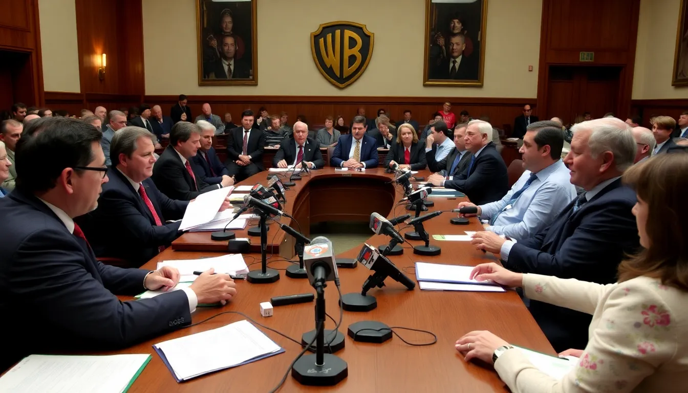 Stakeholders, including Warner Bros. Discovery leadership and lawmakers, engage in discussions about the financial and regulatory implications of the potential deal with Netflix
