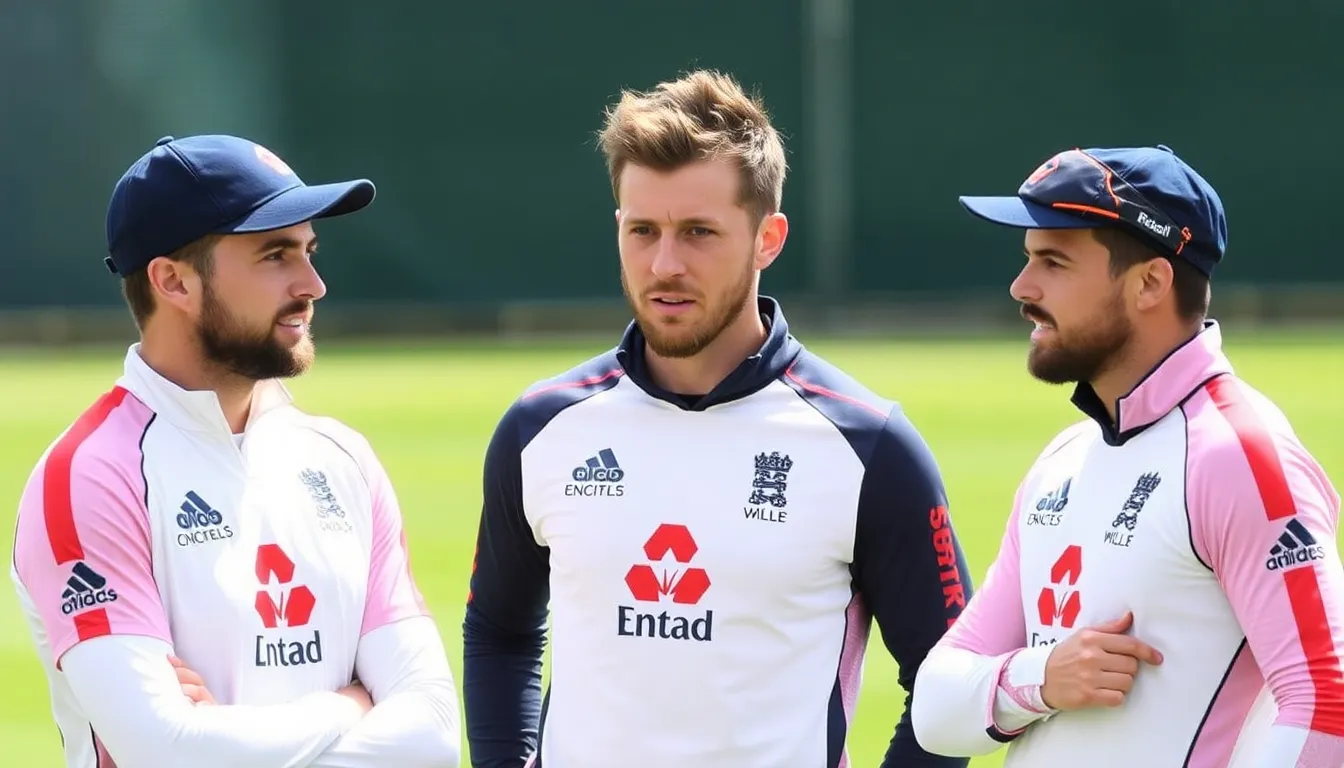 Harry Roebuck, Tom Smith, and Dan Lawrence are seen discussing their recent performances and potential return to the England national cricket team during a training session.