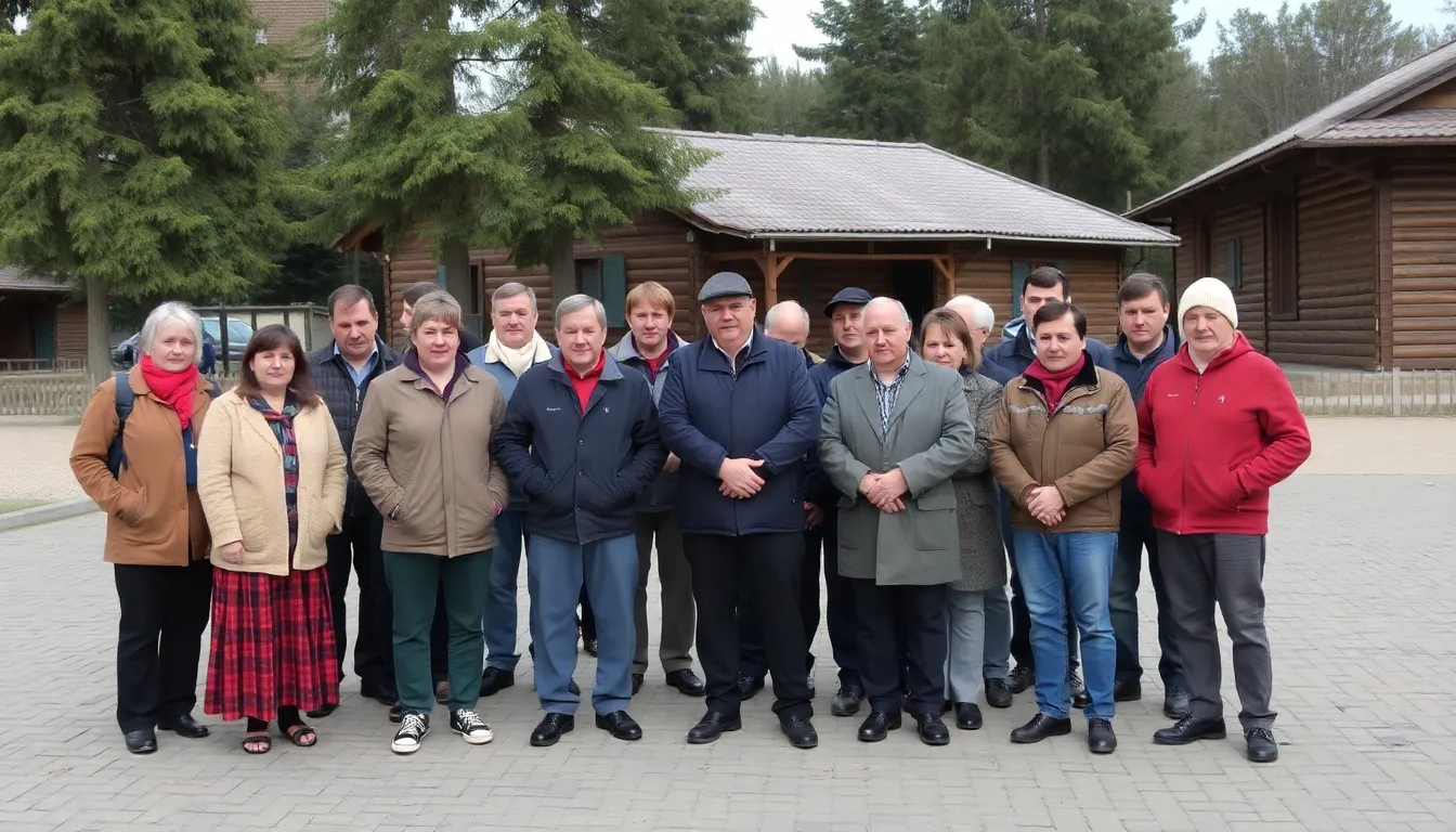 Residents of Komsomolskoye gather in the village square, expressing a mix of pride and uncertainty as they await promised government support following their recognition as a 'Village of Military Valor.'