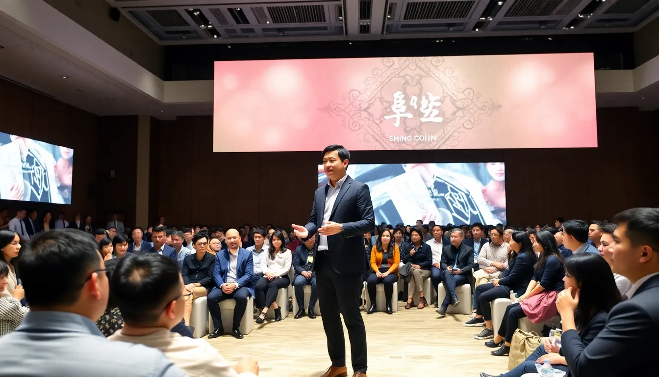 Shein's CEO Chris Xu speaks to an audience at a fashion industry conference in Shanghai, emphasizing the brand's Chinese heritage amid growing scrutiny over its business practices.
