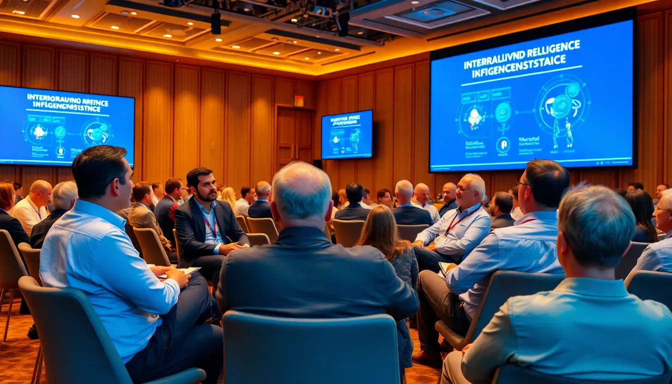 A group of technology executives discusses the integration of artificial intelligence into their products during a conference, highlighting the industry's shift from traditional software development.