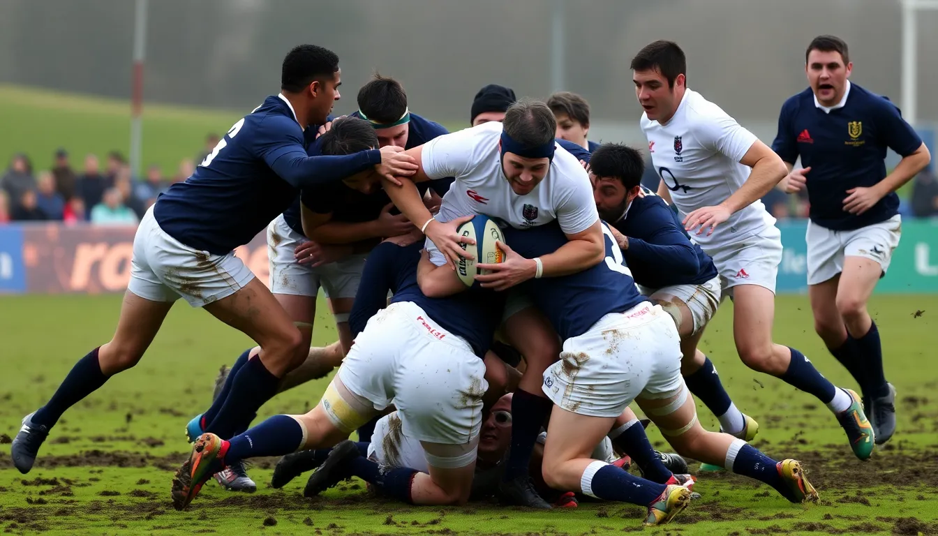 A bustling pub filled with supporters watching a Six Nations match, highlighting the tournament's impact on local economies and fan engagement