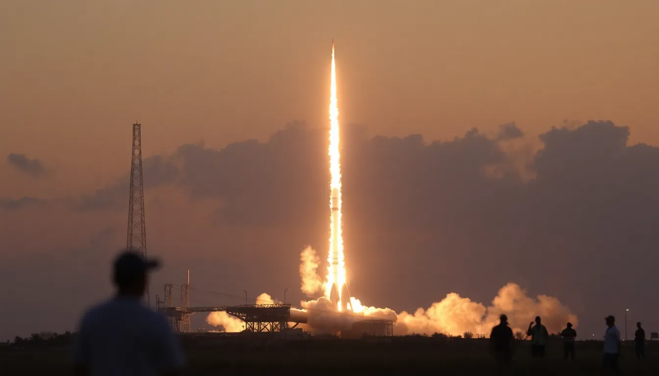 Environmental activists gather to demand stricter regulations on rocket launches in response to the recent lithium pollution concerns