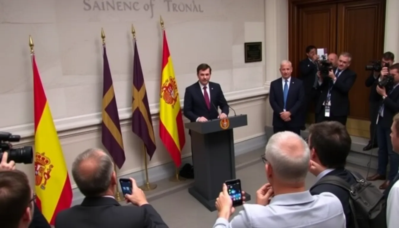 Spanish government officials hold a press conference to announce an investigation into major social media platforms, emphasizing the need for accountability and user privacy.