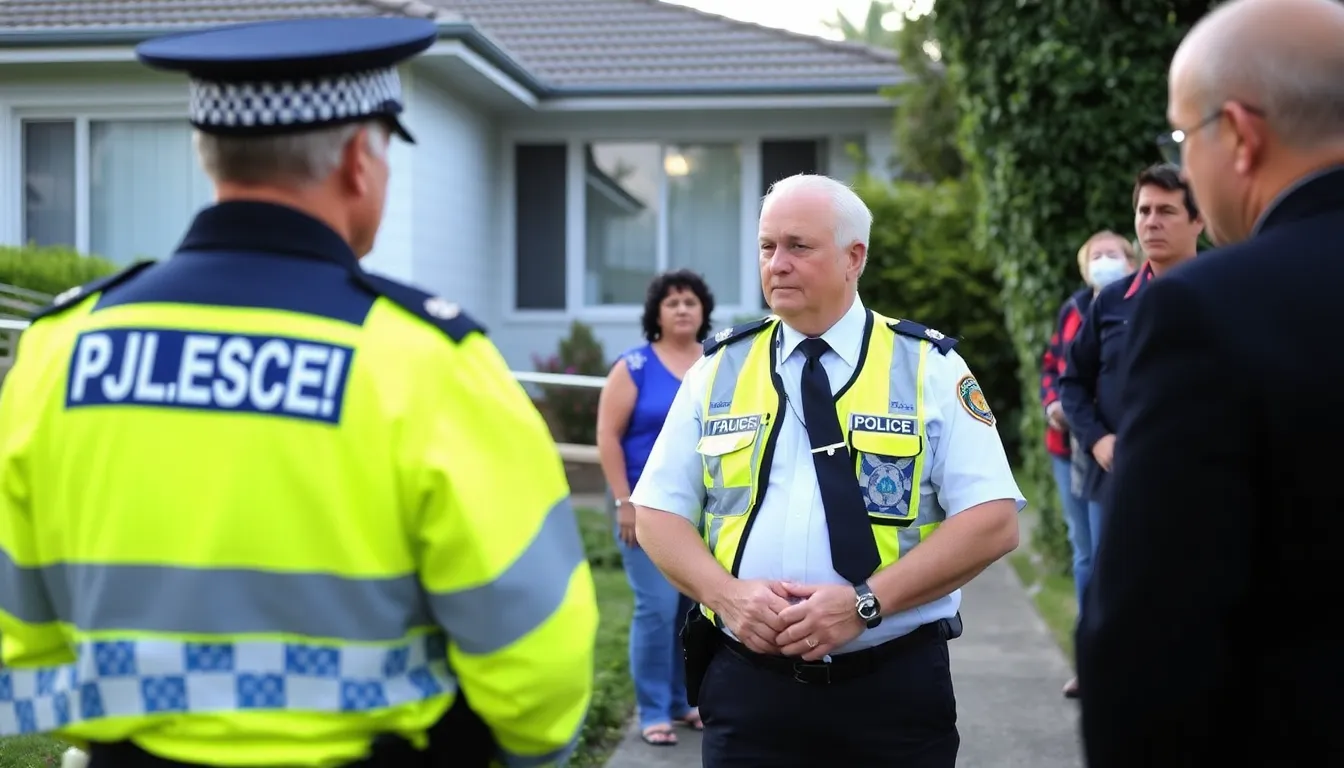 Police officers gather outside a suburban home in Sydney as they investigate the mistaken kidnapping of an 85yearold man, urging the community for assistance in locating him.