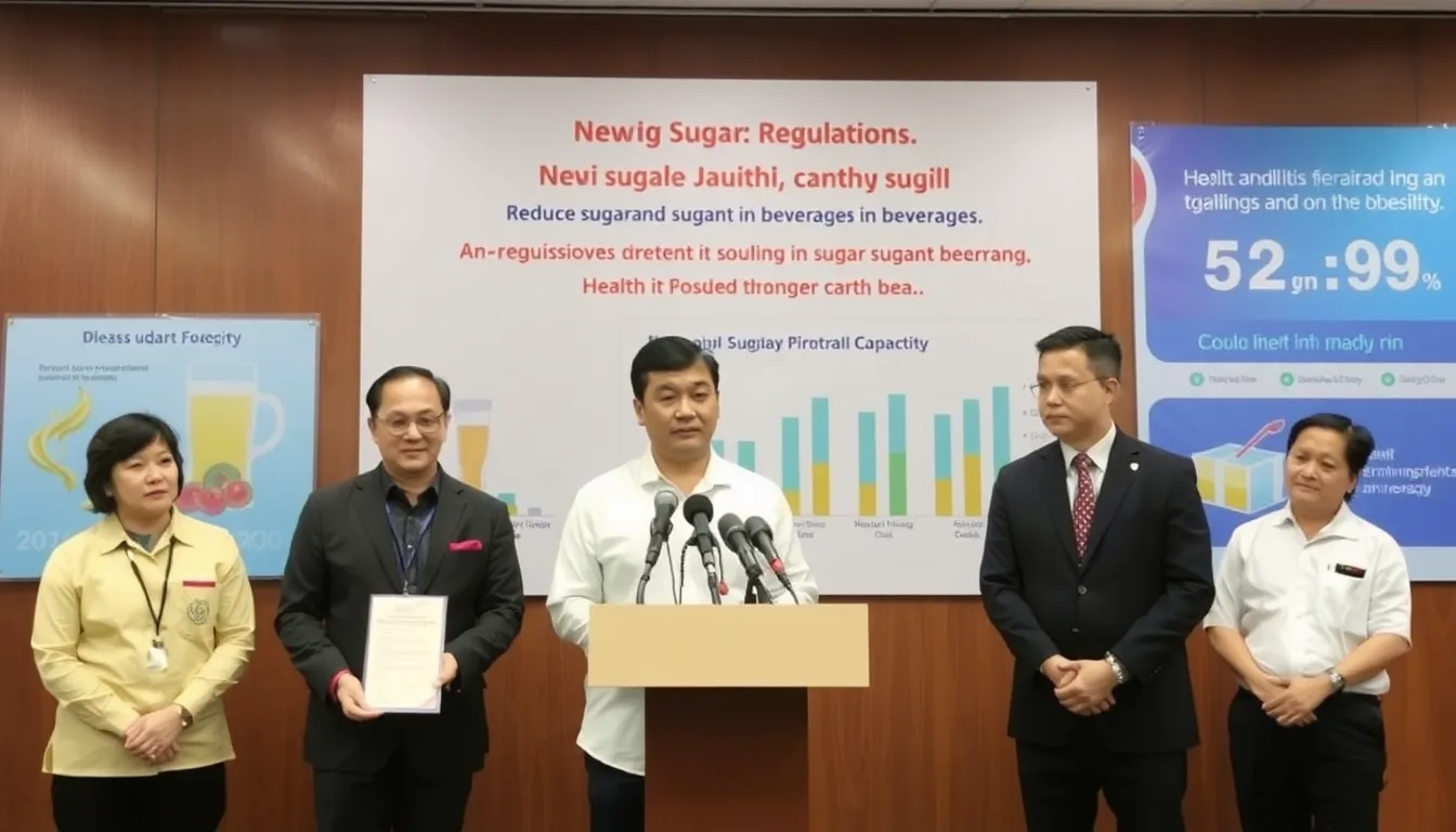 Health advocates conducting a public awareness campaign to educate citizens about the dangers of excessive sugar consumption