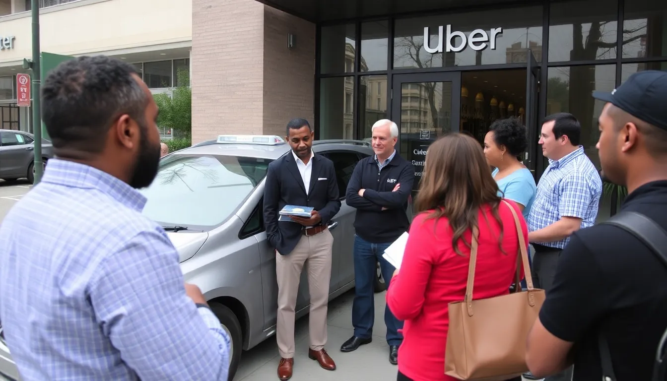A concerned passenger reading about Uber's updated safety measures on their smartphone while waiting for a ride