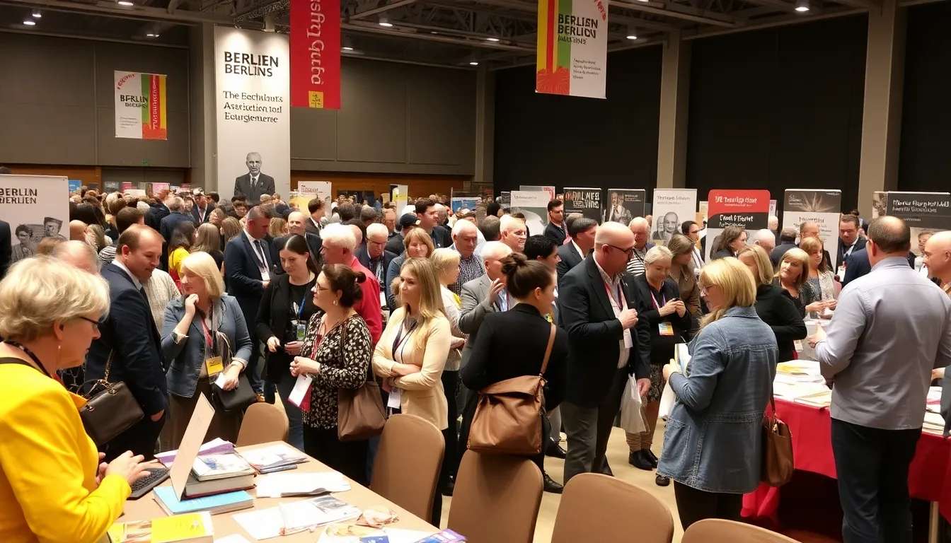 A diverse group of historians and educators engage in discussions at a conference in Berlin, focusing on the importance of inclusive historical narratives and educational reforms.