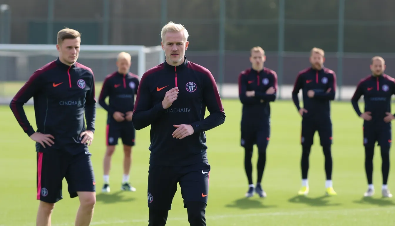 Pep Guardiola discussing tactical strategies with his coaching staff, highlighting the importance of optimizing team dynamics to support Haaland's performance