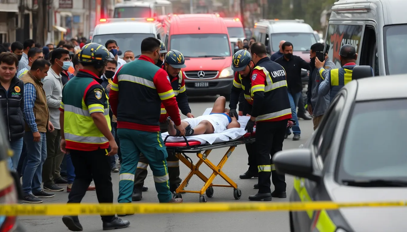 Medical staff attending to Utai as he receives emergency treatment following multiple gunshot wounds