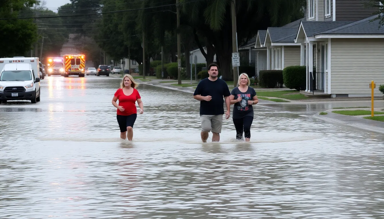 Local officials discussing infrastructure improvements in response to increased flooding risks in urban areas