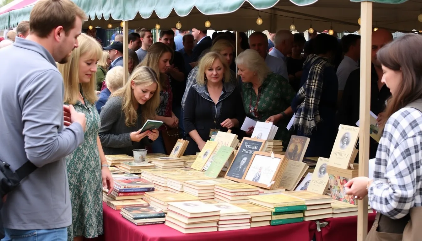 An array of artisanal food products, including chia pudding labeled with references to Wuthering Heights, reflecting the blend of culinary creativity and literary inspiration