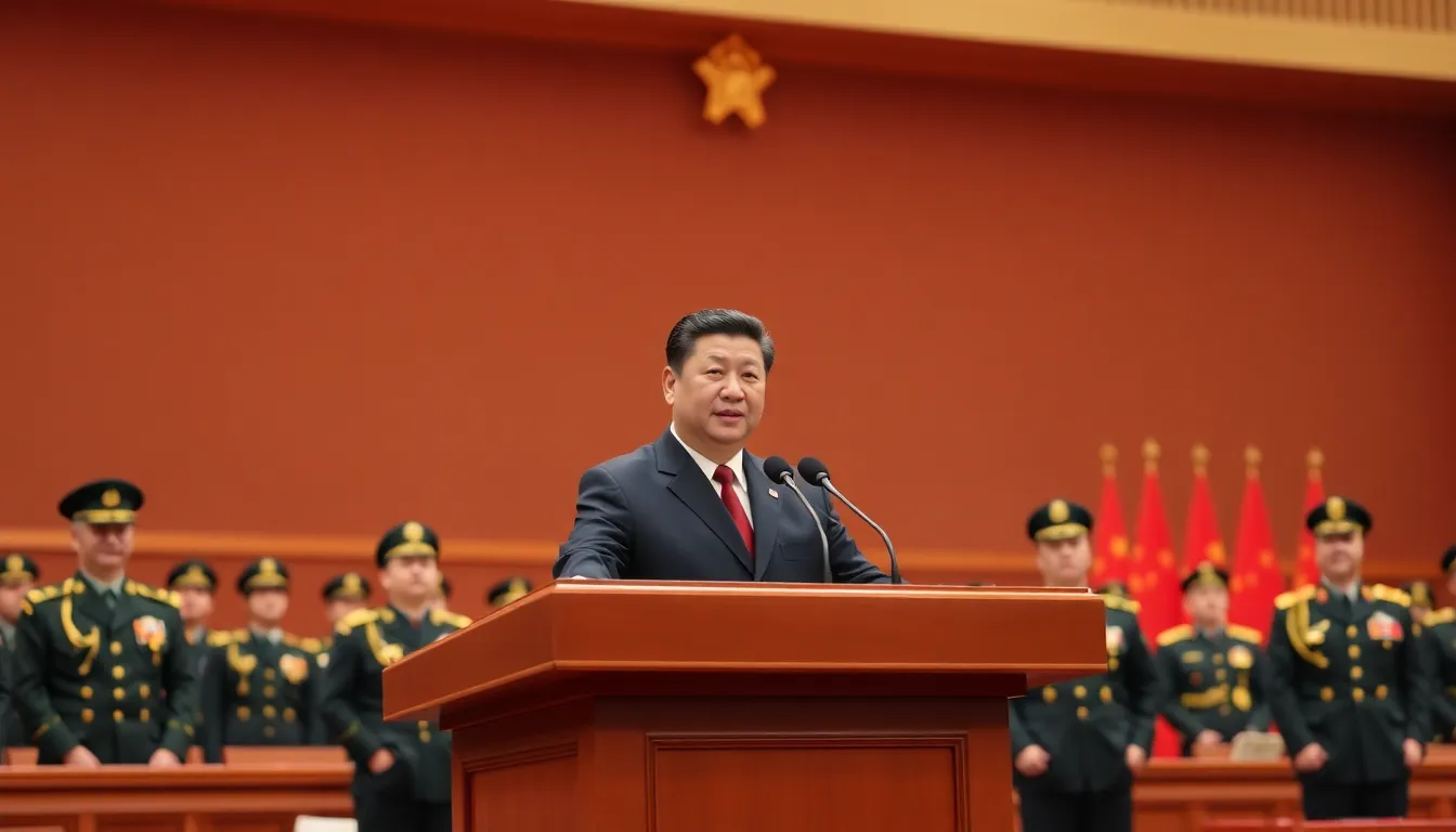 Xi Jinping speaks at a military conference, addressing the recent purge within the People's Liberation Army and emphasizing the need for loyalty and readiness amid rising regional tensions.