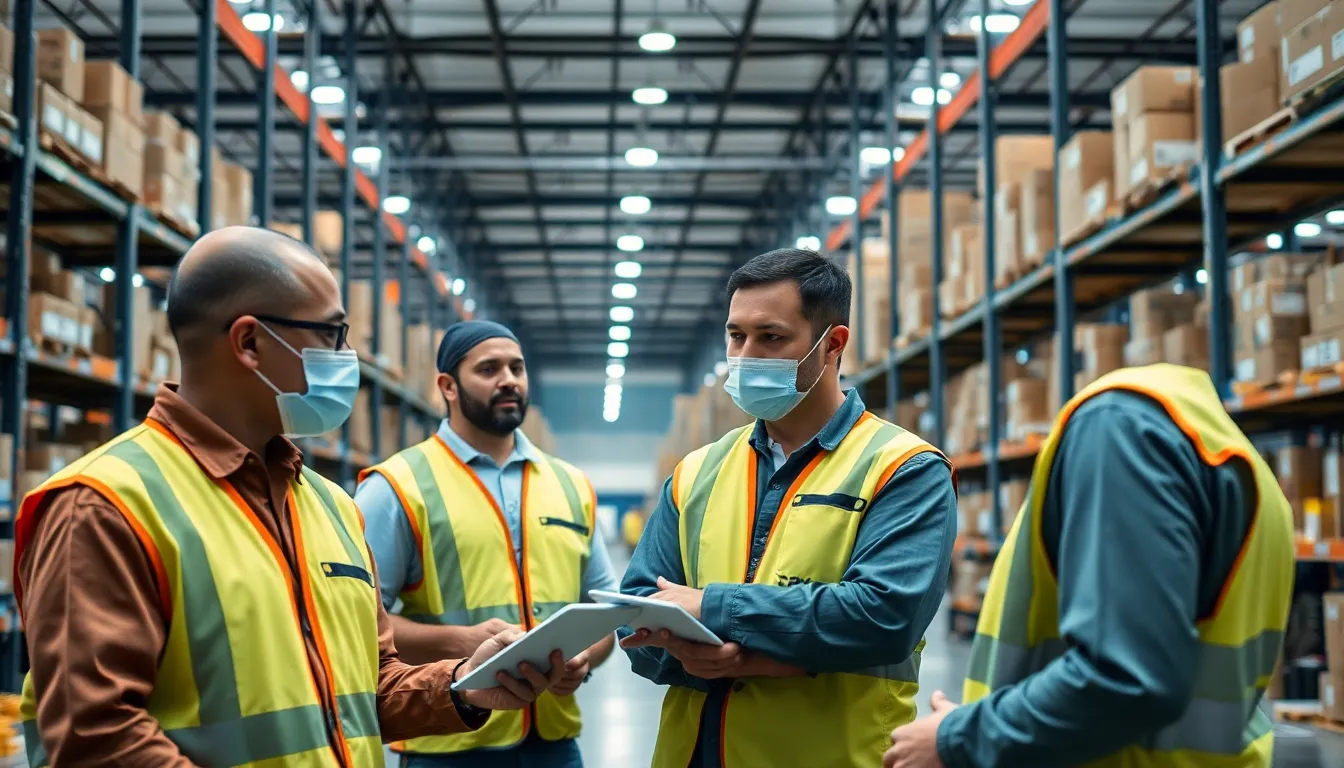 A closeup of an employee interacting with a new AI system, highlighting the challenges of adapting to technology in a fastpaced work environment