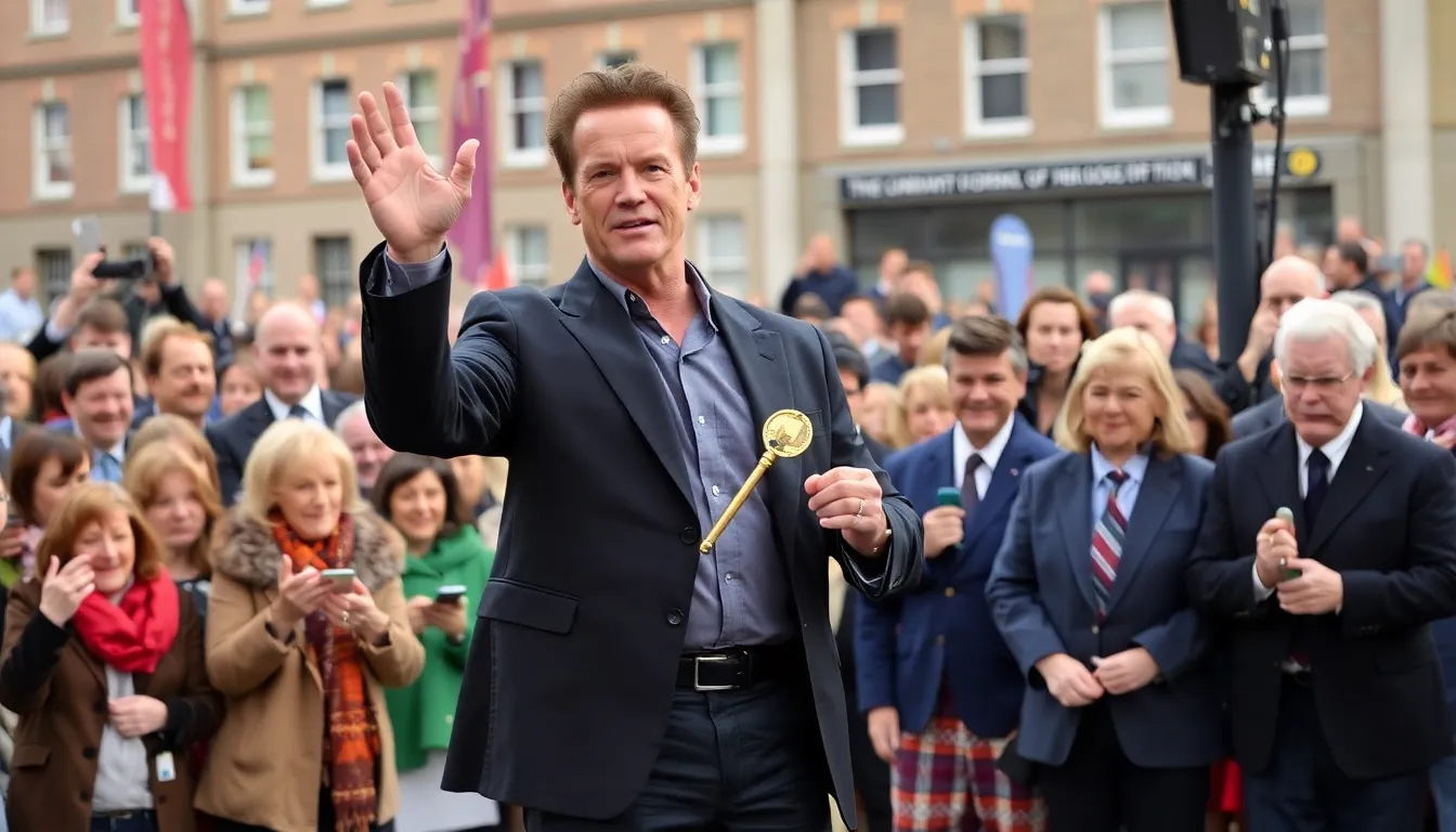 Local leaders engage in discussions with Arnold Schwarzenegger, focusing on resilience and the importance of unity in overcoming global challenges