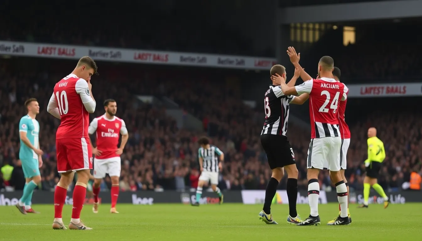 Fans reacting with frustration in the stands as Arsenal's unbeaten record comes to an abrupt end