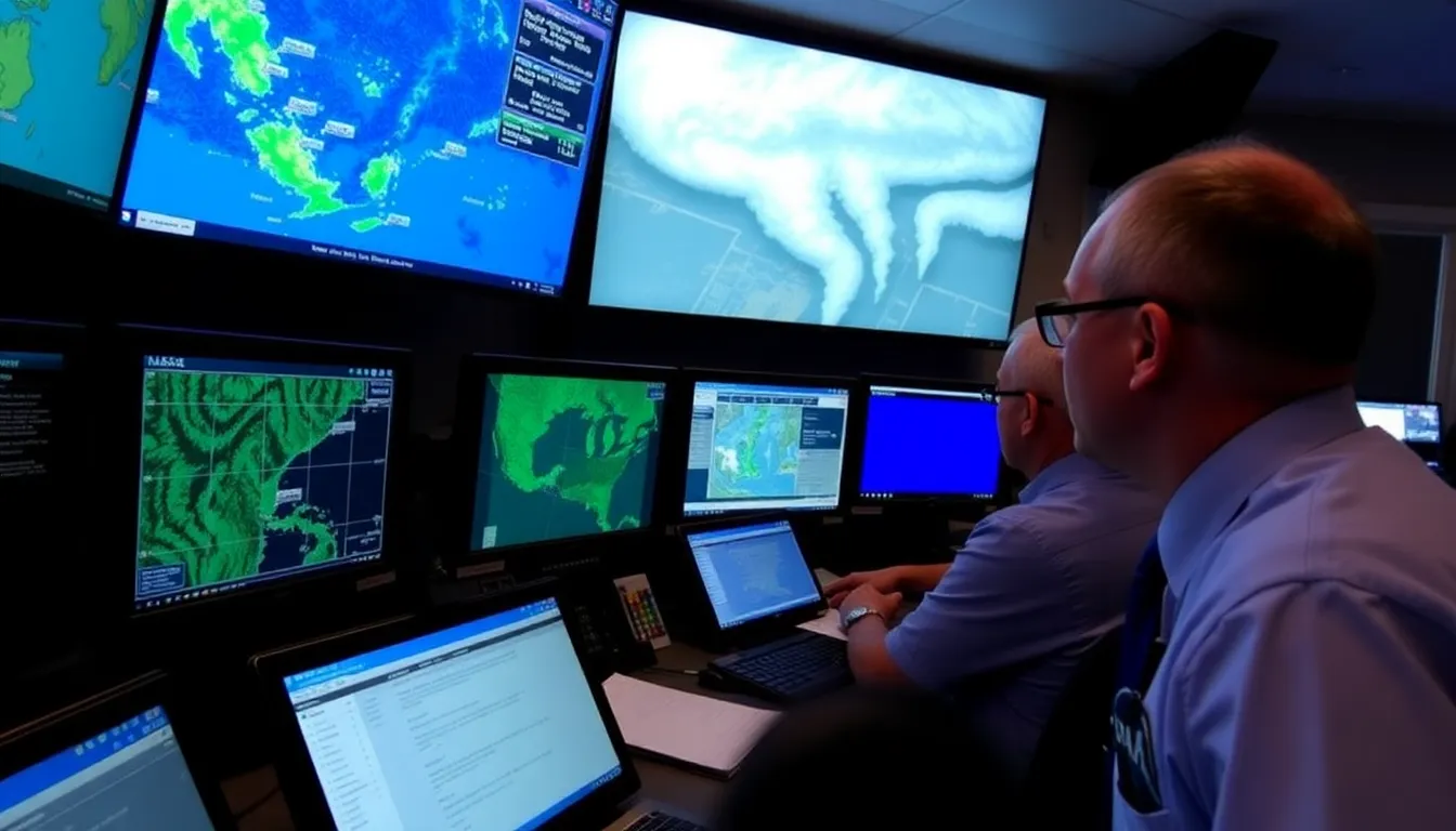 NASA officials monitor weather conditions at Kennedy Space Center as high winds and rain threaten the scheduled launch of the Artemis II mission to the Moon.
