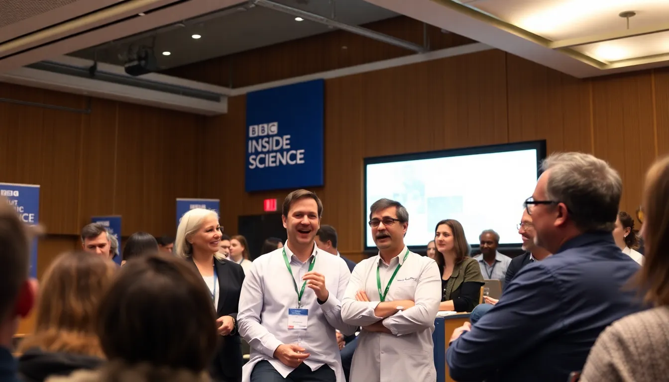 Engaged young audiences interacting with science content through social media platforms and podcasts, reflecting the program's commitment to modern communication methods
