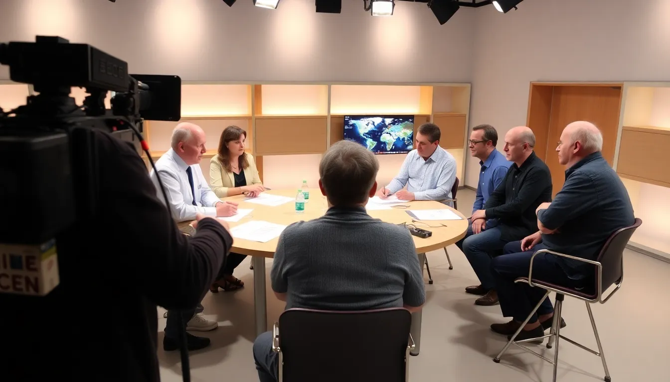 A group of scientists discusses the latest climate research findings during a BBC Inside Science broadcast, highlighting the urgency of addressing carbon emissions.