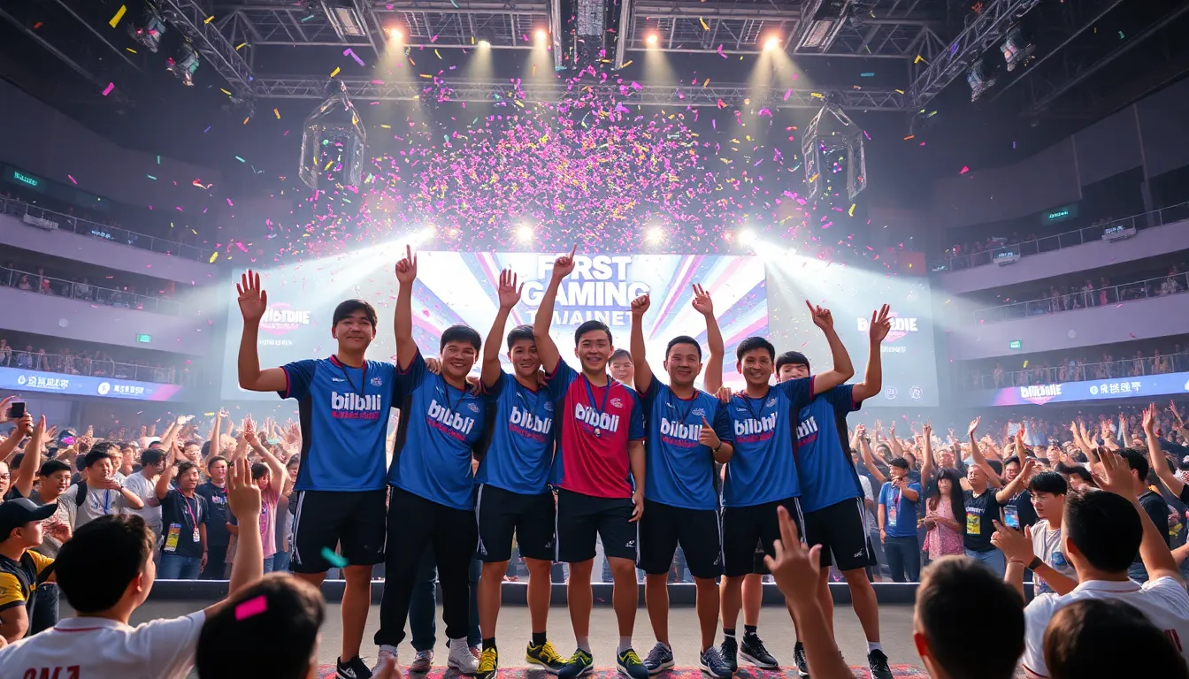 Fans enthusiastically cheer for Bilibili Gaming during a tense match, highlighting the growing support for the emerging team