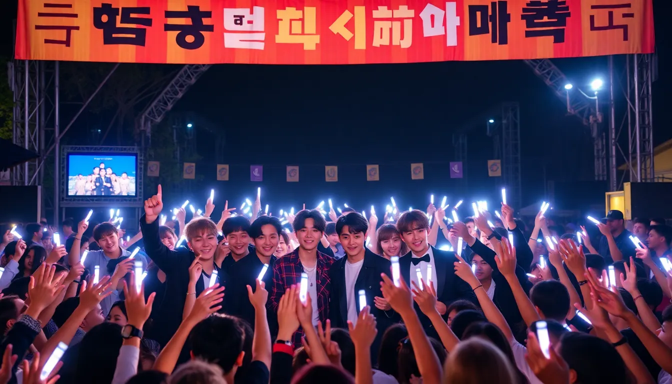 The vibrant atmosphere of a BTS concert captures the excitement and energy surrounding the release of 'Arirang', reflecting the band's strong connection with their audience