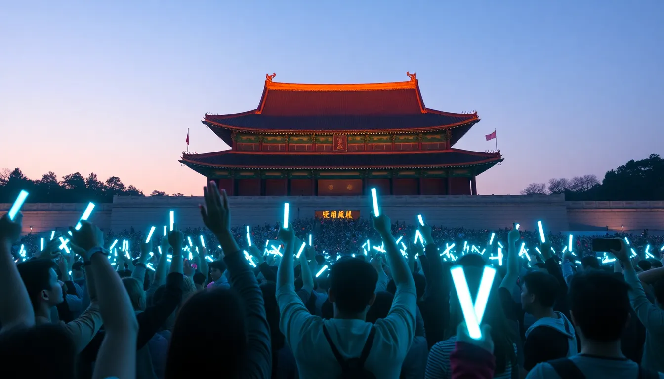 The vibrant atmosphere of the concert reflects the excitement and joy of fans, highlighting the significance of the event for both the music industry and the local economy