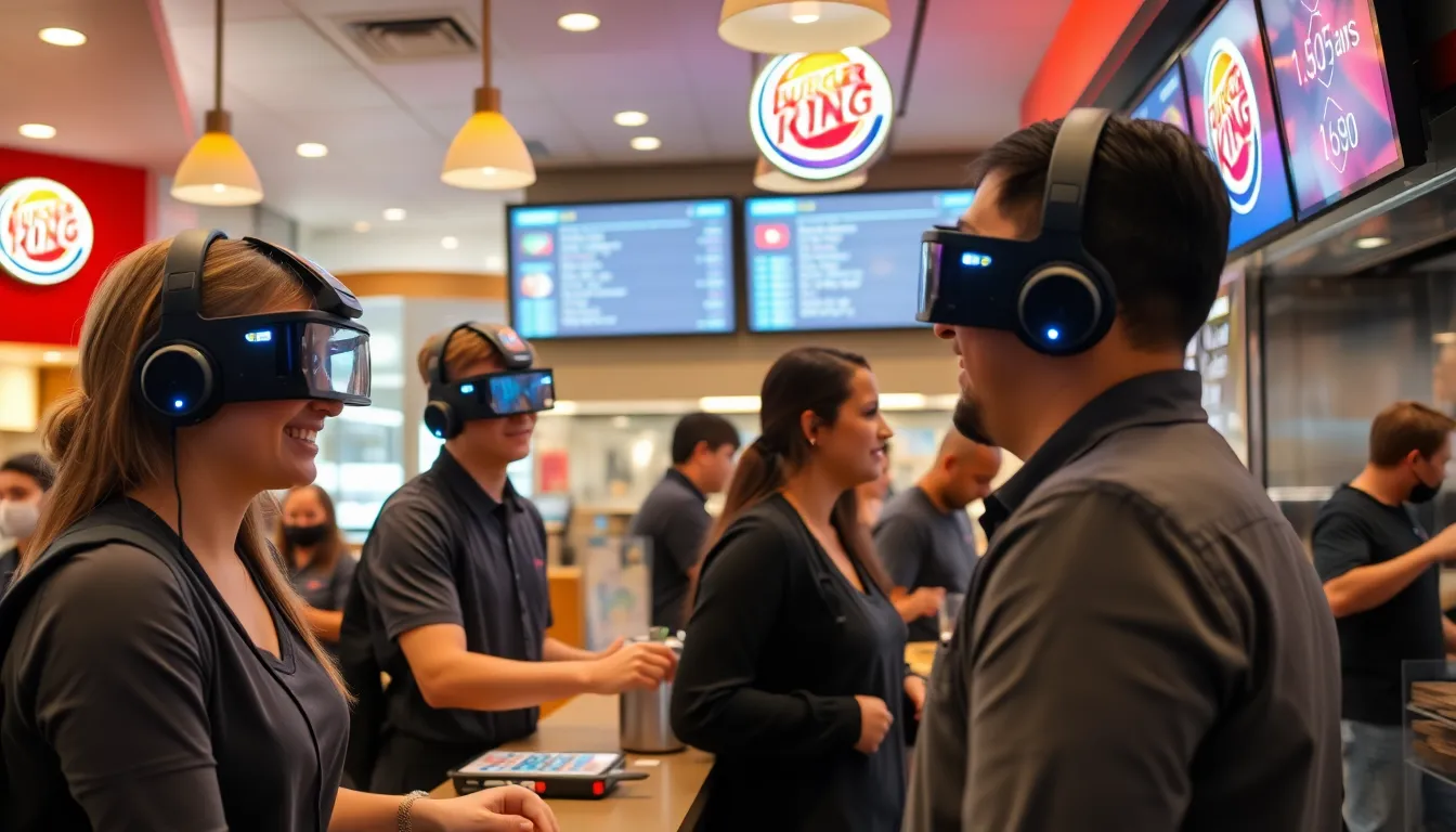 Employees at a Burger King location wear AI headsets designed to monitor and enhance their friendliness during customer interactions.