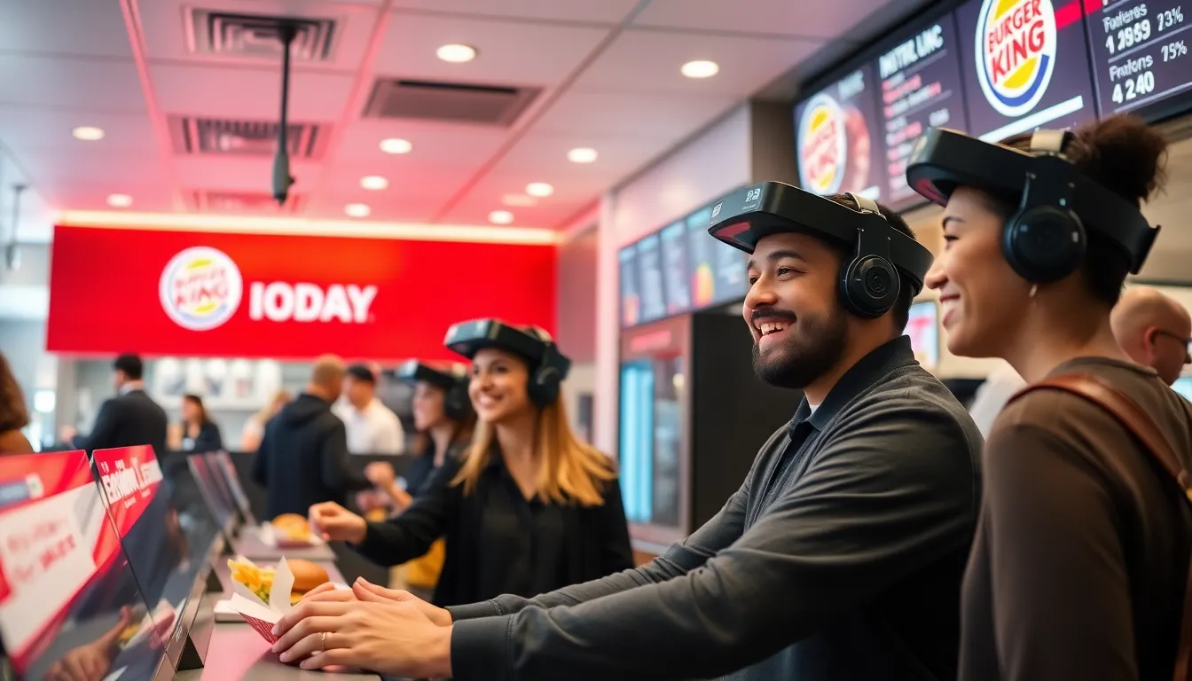 Customers enjoying their meals as employees strive to enhance service quality through AIdriven insights at a Burger King location