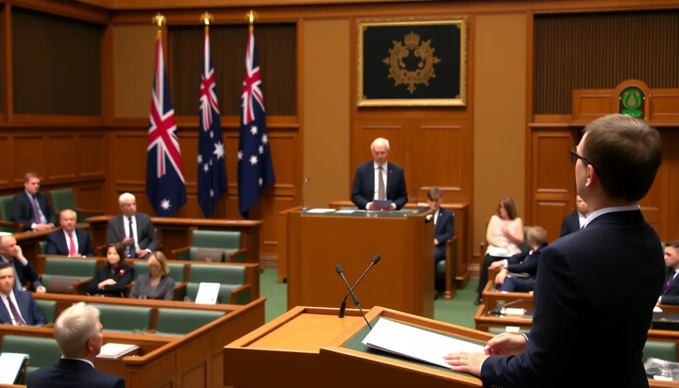 Mark Carney addresses members of the Australian parliament, expressing concerns about the fragility of the global order amid rising geopolitical tensions and climate change.