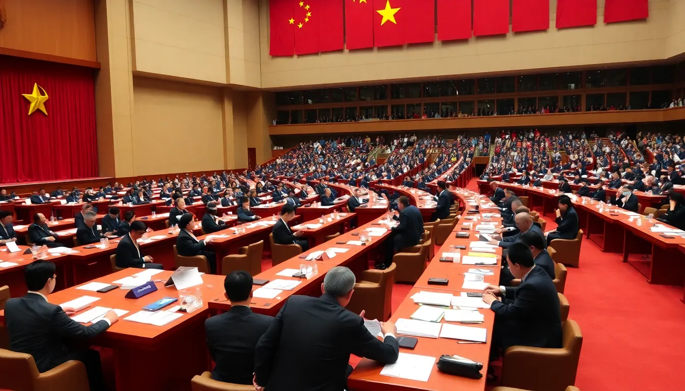 Various representatives from the Chinese Communist Party and business sectors collaborating to address the future direction of the country's governance and economic landscape