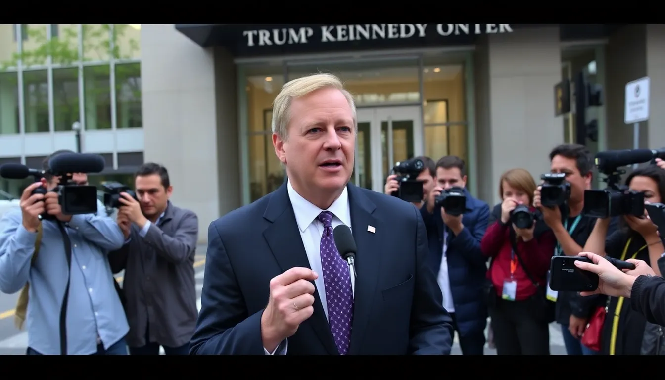 Chuck Redd stands outside the Trump Kennedy Center, holding a press conference to address the lawsuit over his canceled Christmas Eve performance.