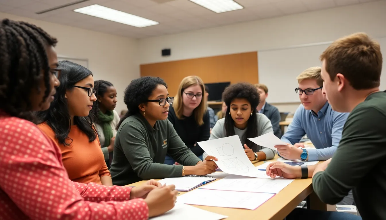A classroom scene where educators incorporate elements of the mathematical challenge into their lessons, inspiring students to explore mathematics in creative ways