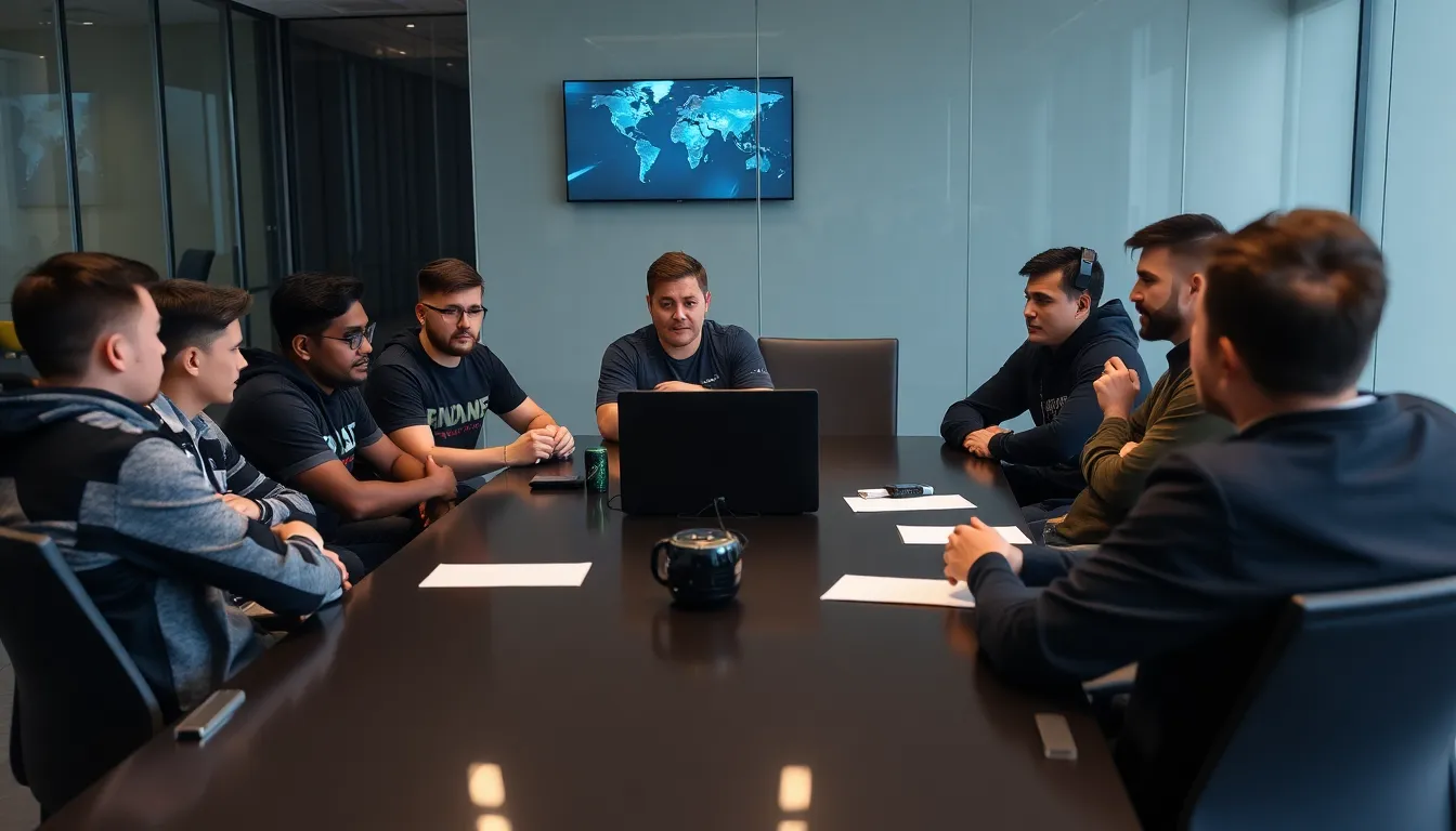 A diverse group of esports players engaged in a discussion about the need for systemic change and representation within the competitive gaming community