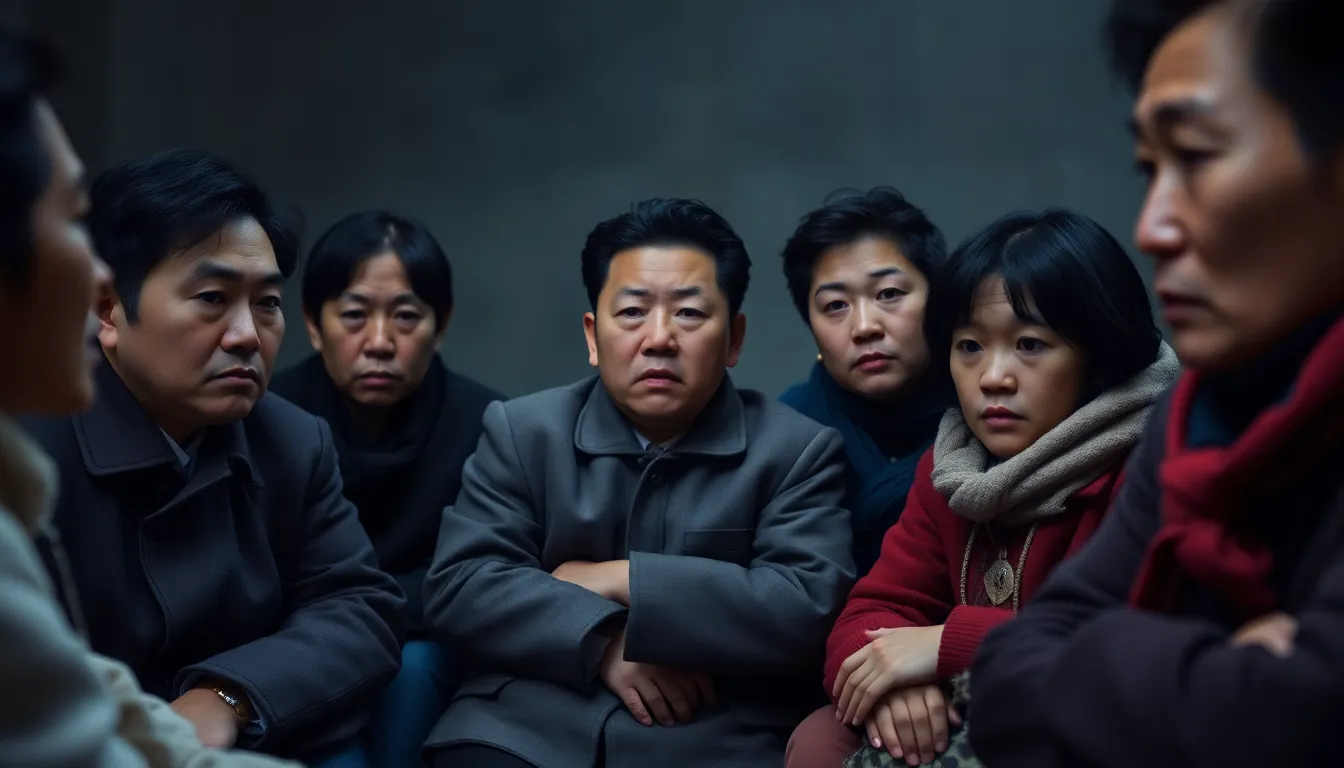 A young woman and her mother, both recent escapees from North Korea, sharing their harrowing experiences of fleeing their homeland and the constant threat of repatriation