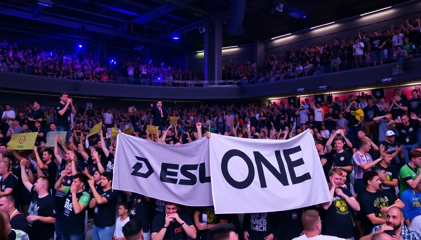 Fans engaging in interactive activities and enjoying live performances, highlighting the festivallike environment surrounding the ESL One event